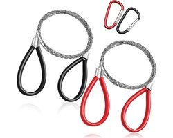 Zakzaag van roestvrij staal met lussen zaagdraad staaldraadzaag zakzaag 70 cm zaagrol Survival handzaaggereedschap voor het zagen van bomen, universele roestvrijstalen zaag