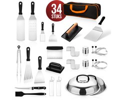 Lugia BBQ Accesoires Set - 34 delig - RVS Barbecue Gereedschap - Barbecue Tang, Spatel, Borstel, en Schraper - Grillplaat Accessoires Lugia BBQ Accesoires Set - 34 delig - RVS Barbecue Gereedschap - Barbecue Tang, Spatel, Borstel, en Schraper - Grillplaat Accessoires