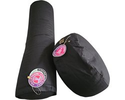 Yoga Bolster + Meditatie kussen set rond zwart biokatoen (OCS), BOL DEAL