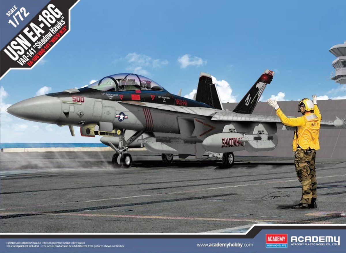 Academy Modelbouwpakket Vliegtuigen - 12560 Boeing F-18 Super Hornet - USN EA-18G - VAQ-141-Shadow Hawks- - Straaljager Plastic - 1:72 - Modelbouw