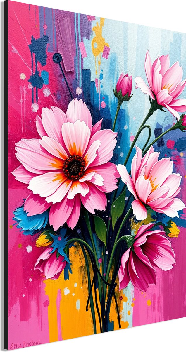 Wanddecoratie Metaal - Aluminium Schilderij @Floral Energy - 60 x 40 cm - Bloemen - Muurdecoratie woonkamer en slaapkamer - Inclusief ophangsysteem - Modern - Modern - Displate alternatief