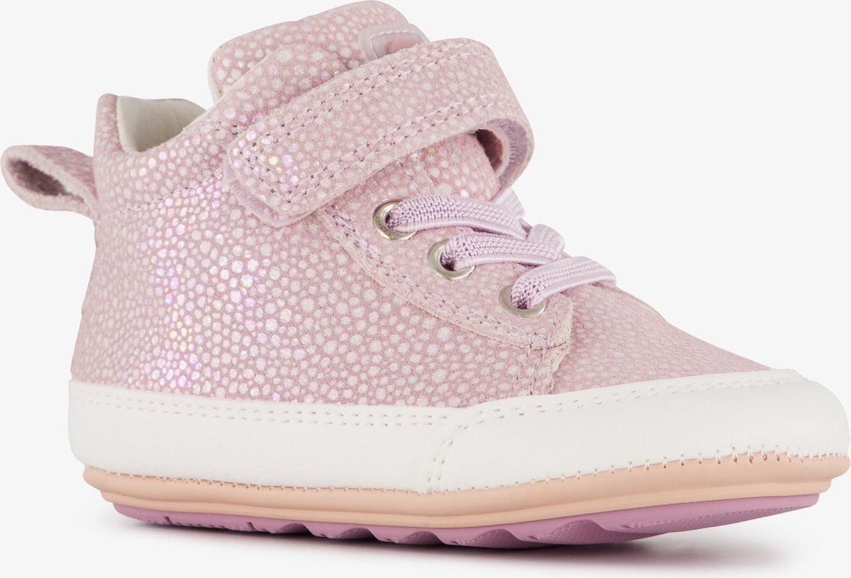 Groot leren babyschoenen lila goud - Maat 18 - Uitneembare zool - In cadeauverpakking