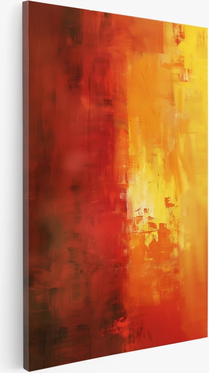 Saammp Canvas Schilderij - Abstracte - Rood-Geel - 100x150 - Foto op canvas - Wanddecoratie - Muurdecoratie Woonkamer - Slaapkamer decoratie - Canvas Print Multicolor