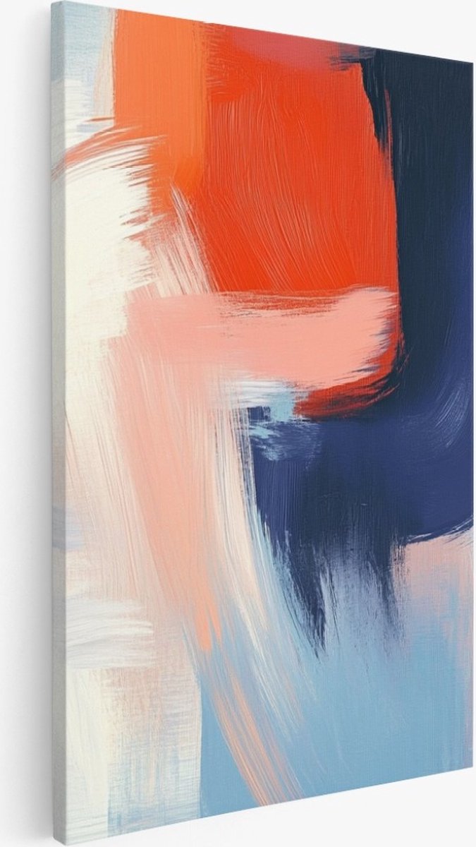 Saammp Canvas Schilderij - Kleurrijke penseelstroken - Abstract - 75x100 - Foto op canvas - Wanddecoratie - Muurdecoratie Woonkamer - Kantoor Decoratie Multicolor