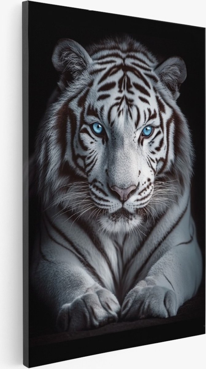 Saammp - Canvas Schilderij - Witte Tijger - Dieren - Natuur - 50x70 - Foto op canvas - Wan