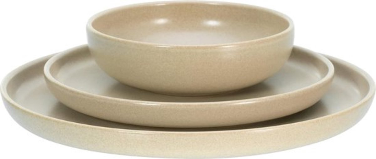 12-Delige Serviesset - Sand Design - Aardewerk Geschikt Voor Elke Gelegenheid