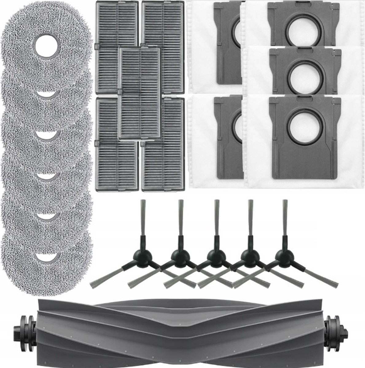 Onderhoud set compatibel met Dreame L10s ULTRA gen2, PRO, PRO HEAT X30 MOVA E30 P10 ULTRA - vervanging van hoge kwaliteit - groot aantal onderdelen - 5x stofzak - 5x zijborstel - 6x dweil - 5x motorfilter - 1x hoofdborstel