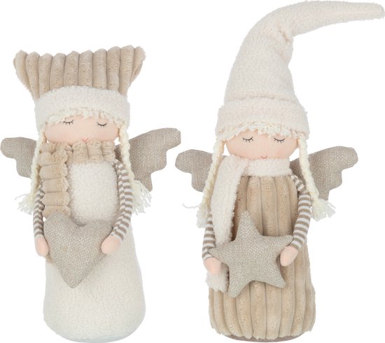 J-Line figurine Garçon Et Fille - textile - banc/beige - large - 2 pcs