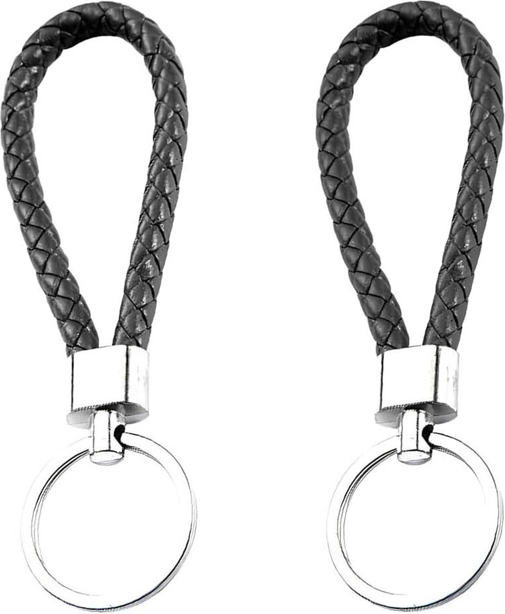 2 stuks gevlochten leren sleutelhangers - anti-verlies sleutelhanger voor auto's en motoren .