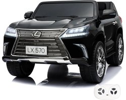 Lexus LX570 Full Option Elektrische Kinderauto 2 tot 7 jaar – Officieel Gelicentieerde SUV (2-zits) met Lederen Zitje & Schokdempers – 12V Kinderauto met Afstandsbediening, Bluetooth & Werkende Motorkap – Zwart