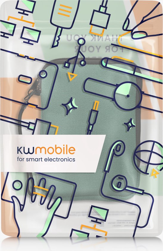 kwmobile canvas e-reader hoesje compatibel met 6" eReader hoes - E reader beschermhoes met rits - Stoffen ereader case in donkergroen van kwmobile — afbeelding 3