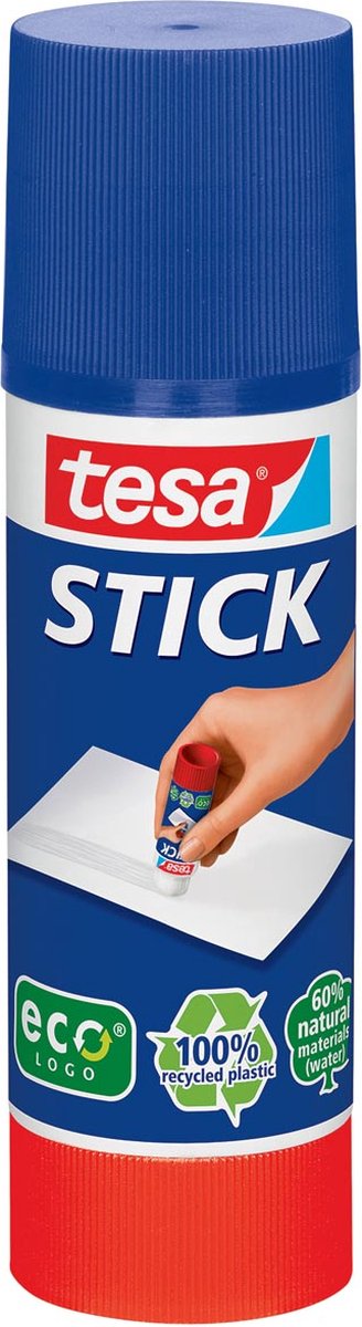 tesa ecoLogo Stick Klebestift, Inhalt: 40 g, Thekendisplay lösungsmittelfrei, 100% recycelter Kunststoff, 65% bio- - 12