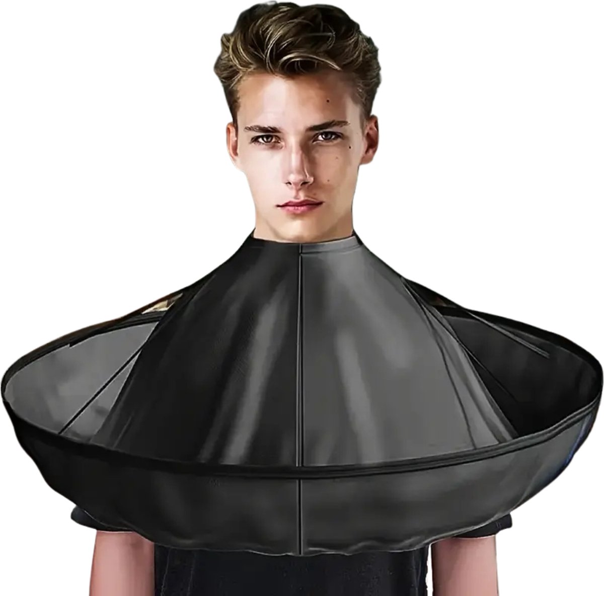 Nivard Baardschort - Beard Bib - Scheerschort - Baard Cape - Kappersmantel - Kapmantel - Zwart