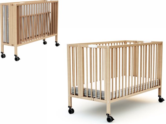 AT4 - Opvouwbaar kinderbed FLOW in hout Beuken Gelakt 60 x 120 cm