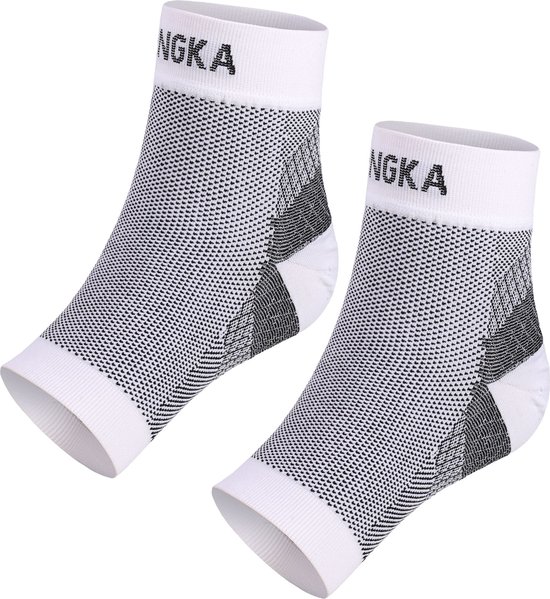 KANGKA® Enkelbrace Maat L/XL - Compressie Enkelsokken - Achillespees Bandage - Compressie Sok Achillespees - Wit