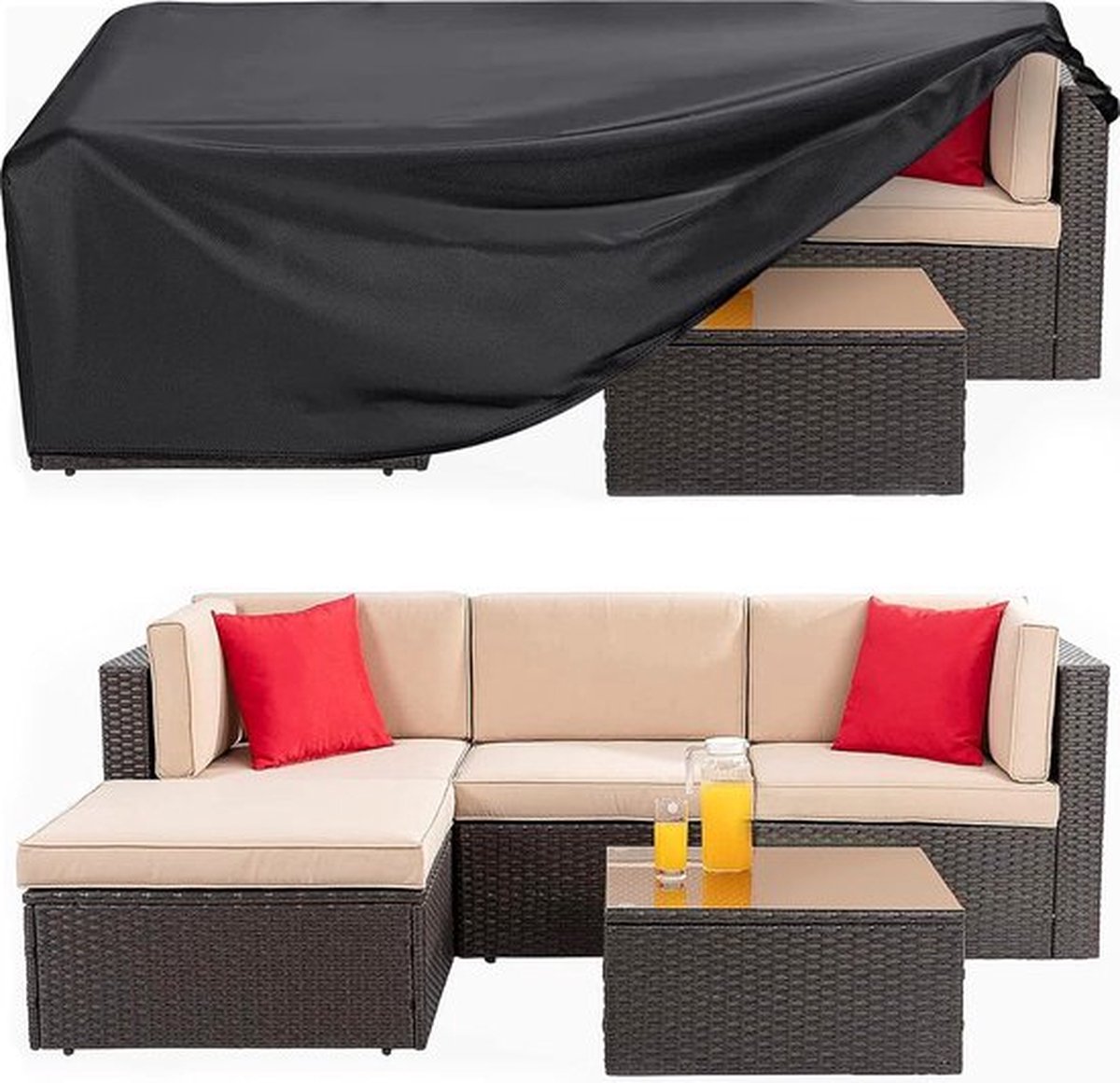 Hoes voor tuinmeubilair - waterdicht en uv-bestendig - 1 stuk - zwart - 420D Oxford-stof - 242 x 162 x 100 cm