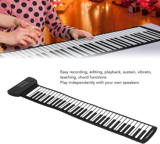 MikaMax Oprolbaar Keyboard - Digitale Piano - 61 Toetsen - 16