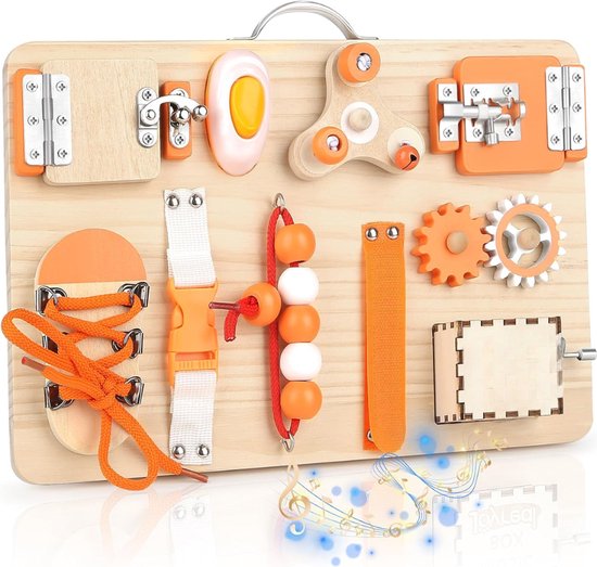 Foto: Houten bezig bord voor peuters activiteitenbord speelgoed voor autisme montessori speelgoed 18 maanden oud zintuiglijk peuter reisspeelgoed voor vliegtuig