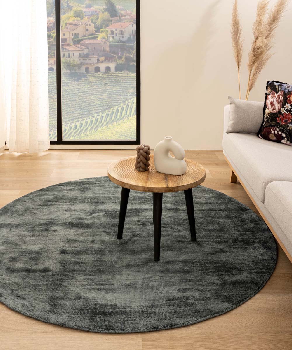 Viscose vloerkleed rond - Glamour blauw 200