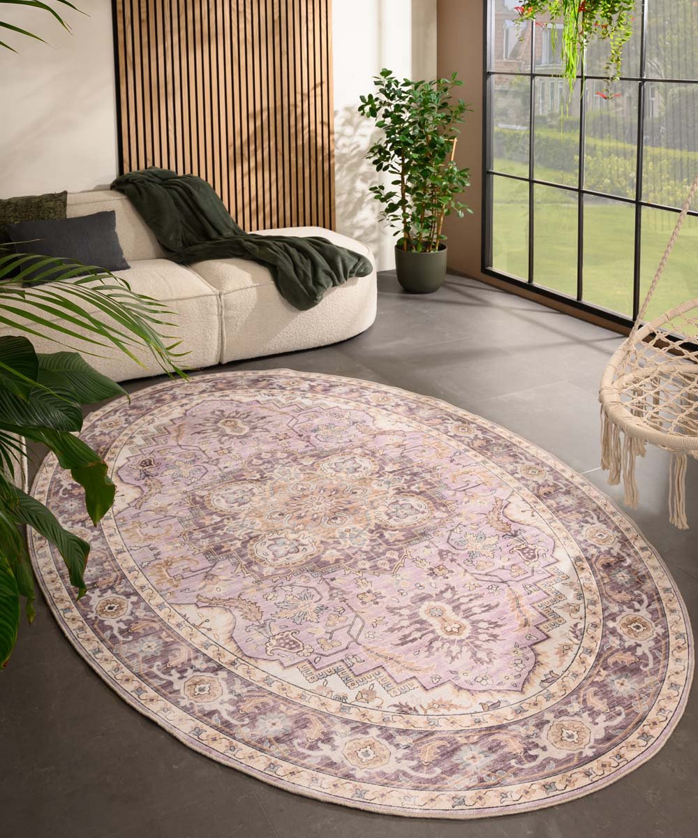 Vintage buitenkleed ovaal - Valenca Fino paars/roze 200x290