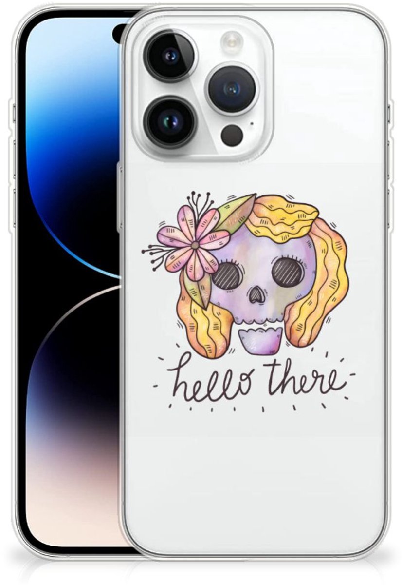Back Cover voor Silicone Back Case iPhone 14 Pro Max Boho Skull