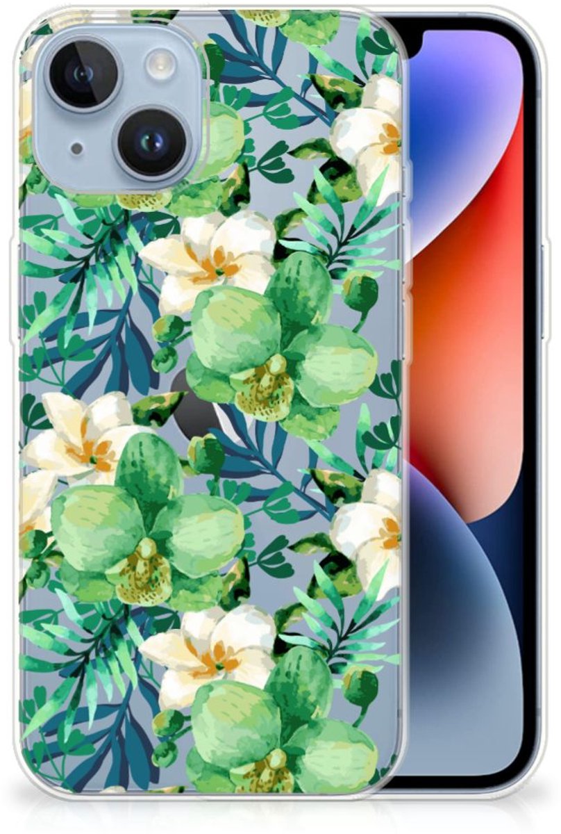 Apple iPhone 14 TPU Case Orchidee Groen