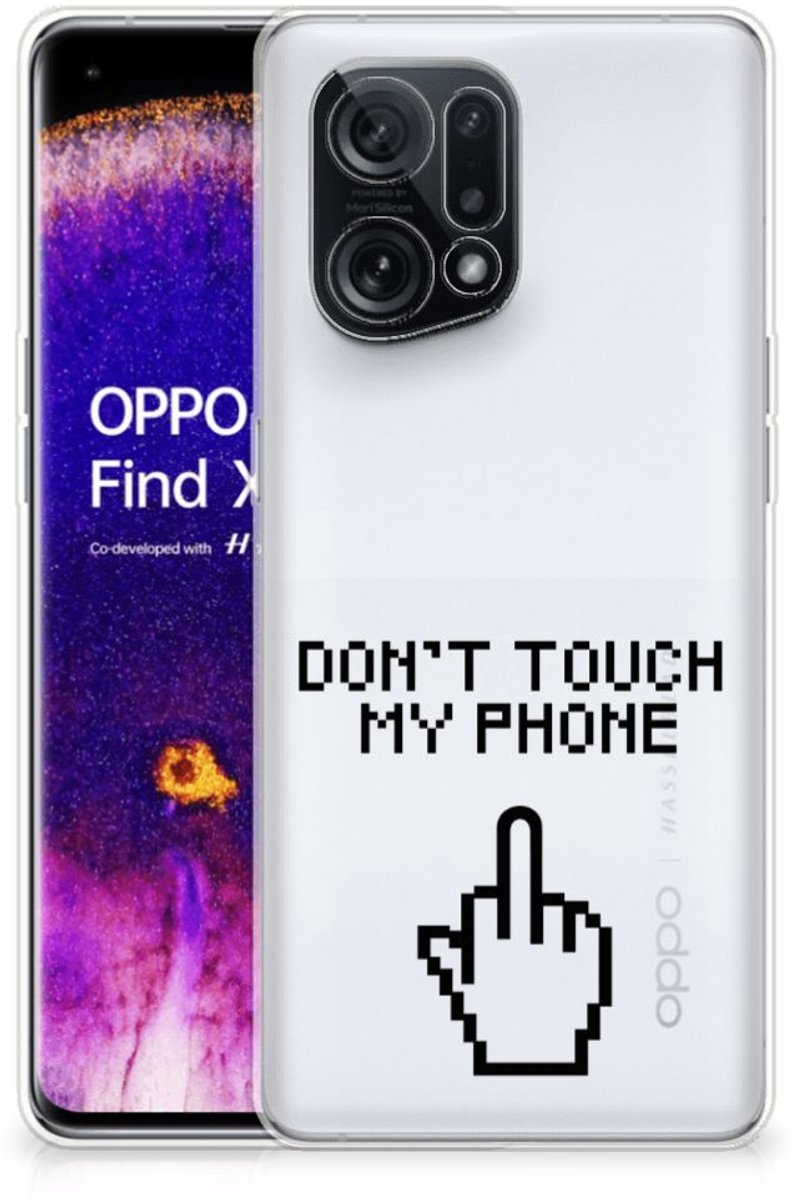 OPPO Find X5 Silicone-hoesje Finger Don't Touch My Phone