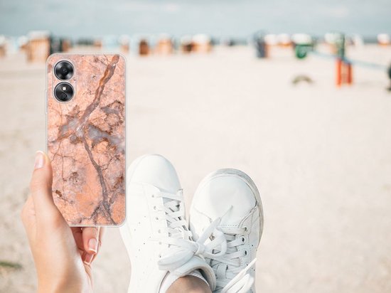 Coque Téléphone pour OPPO A17 Bumper Housse Etui Orange De Marbre