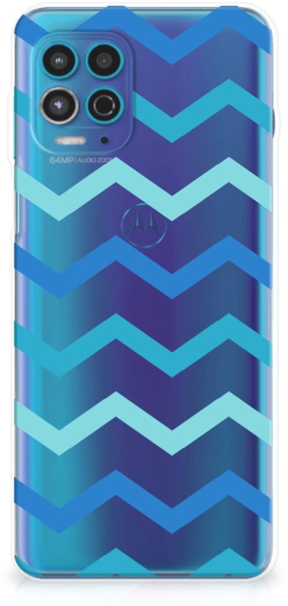 Motorola Moto G100 TPU bumper Zigzag Blauw