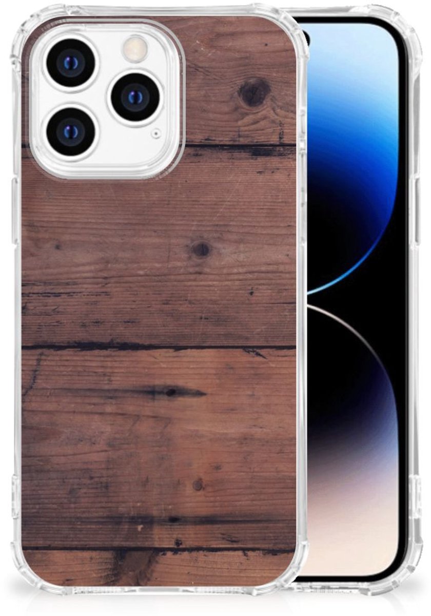 iPhone 14 Pro Stevig Telefoonhoesje Old Wood