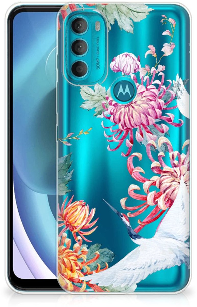 Motorola Moto G71 5G TPU Hoesje Bird Flowers