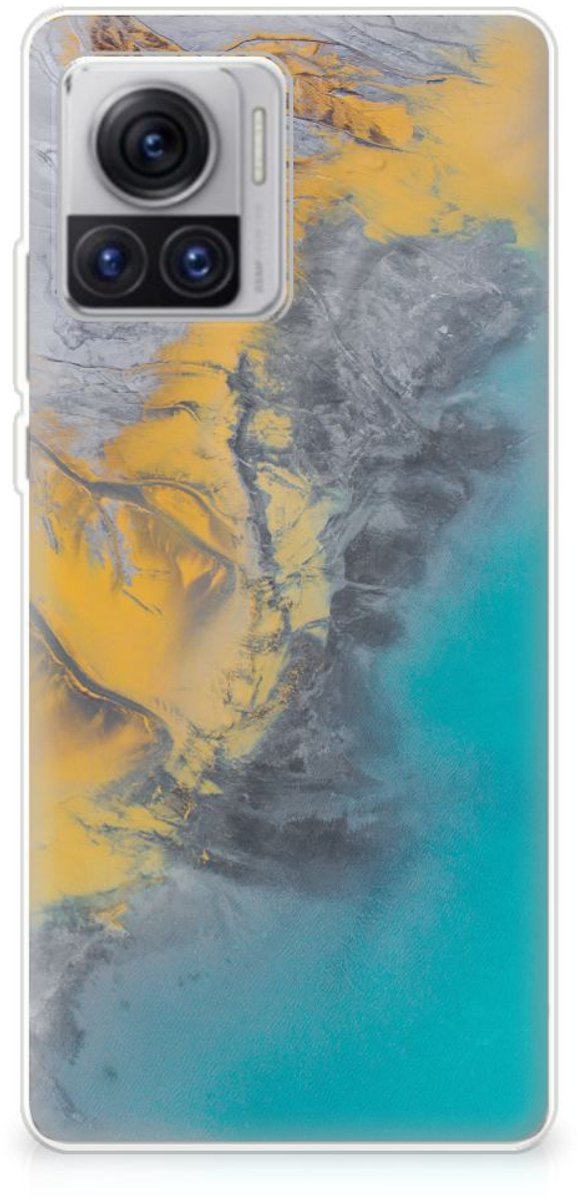 Motorola Moto X30 Pro TPU Siliconen Hoesje Marble Blue Gold