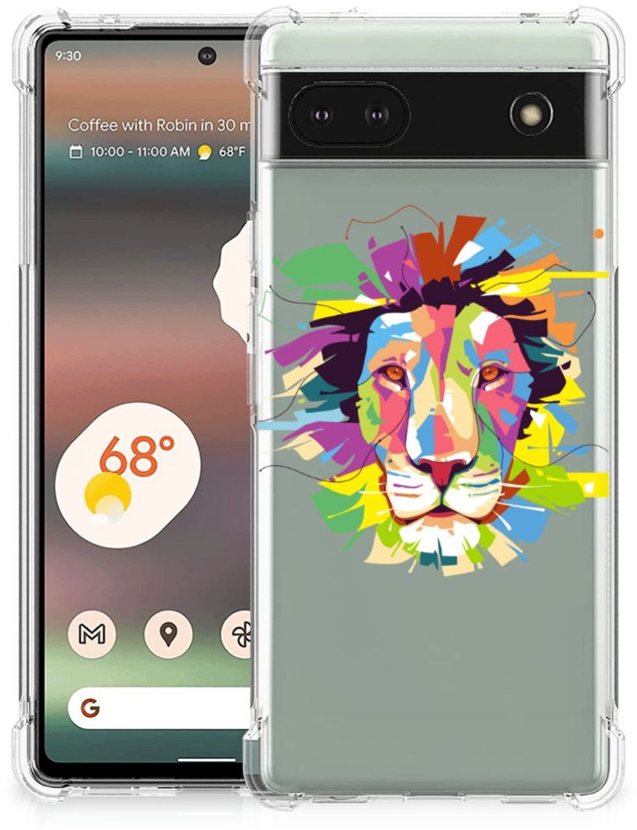 Google Pixel 6A Stevig Bumper Hoesje Lion Color