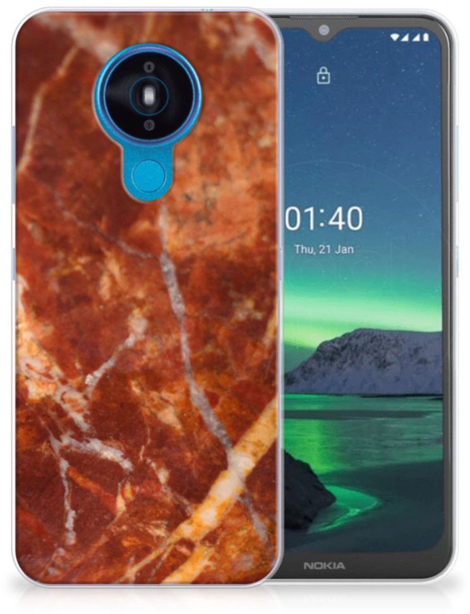 Nokia 1.4 TPU Siliconen Hoesje Marmer Bruin