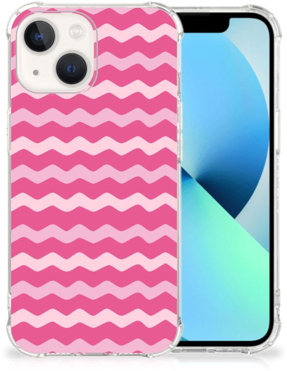 iPhone 13 Doorzichtige Silicone Hoesje Waves Pink