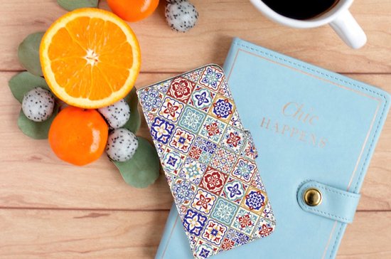 Étui de livre avec photo OPPO A15 Étui pour téléphone portable Couleur des carreaux