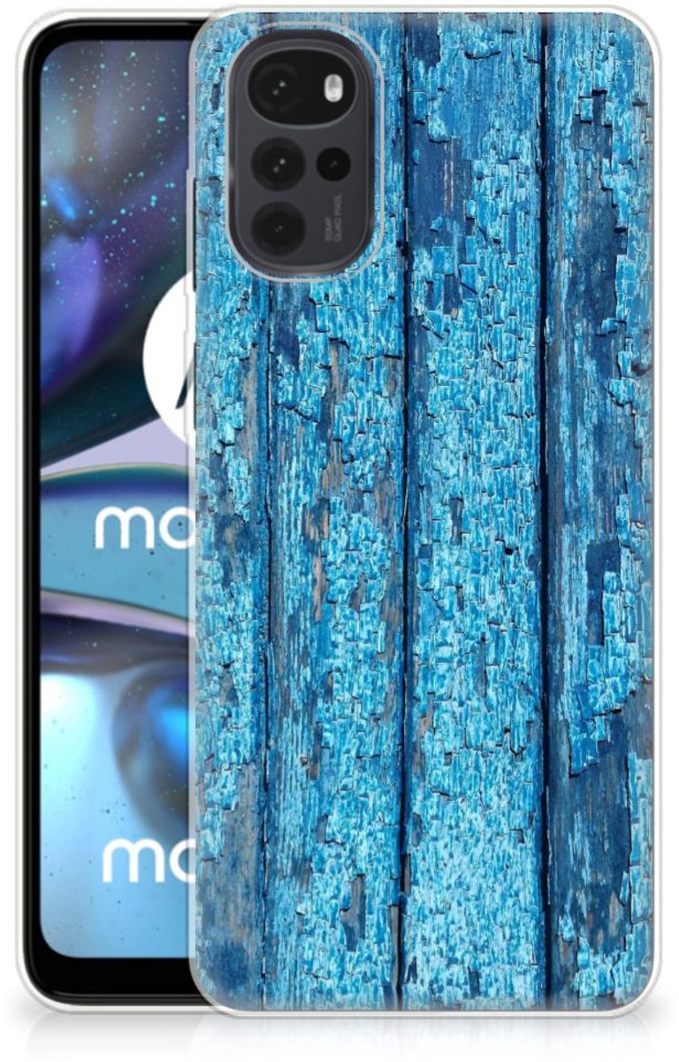 Motorola Moto G22 Bumper Hoesje Wood Blue