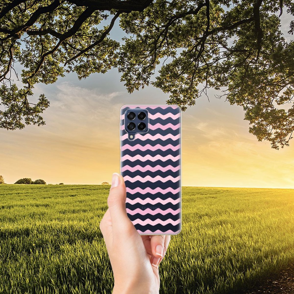 Samsung Galaxy M53 TPU bumper Waves Roze