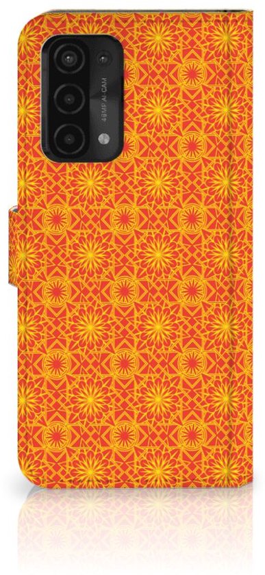 PU Premium Housse pour OPPO A54 5G | A74 5G | A93 5G Portefeuille Batik Orange