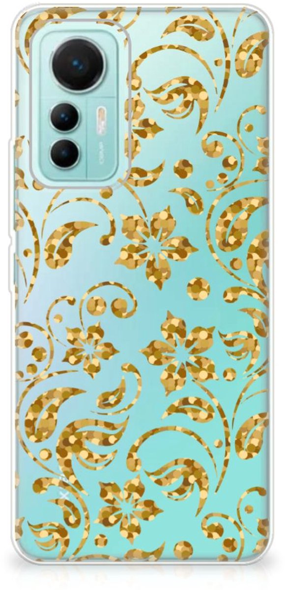 Back Cover voor Xiaomi 12 Lite TPU Case Gouden Bloemen