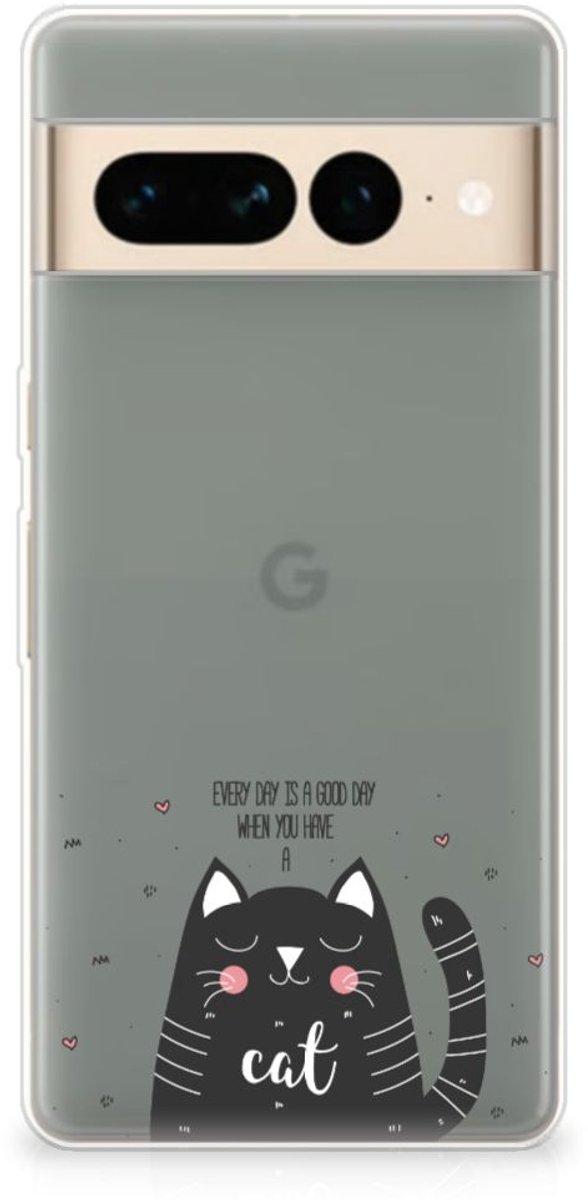 Google Pixel 7 Pro Telefoonhoesje met Naam Cat Good Day