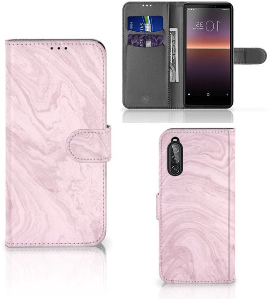 Boekhoesje voor Sony Xperia 10 II Bookcase Marble Pink - Origineel Cadeau Vriendin