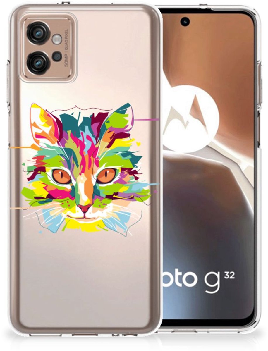 Motorola Moto G32 Telefoonhoesje met Naam Cat Color