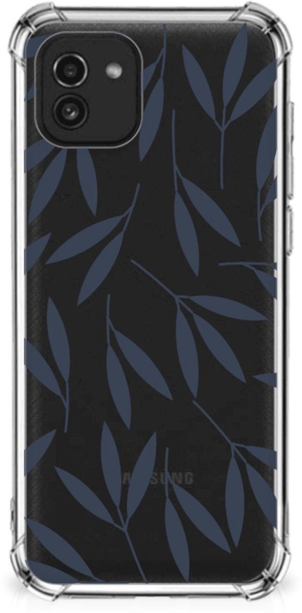 Samsung Galaxy A03 Case Leaves Blue