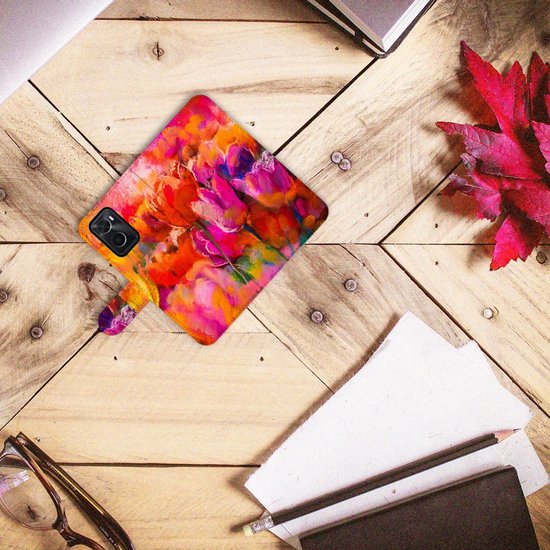 Étui pour téléphone portable OPPO A76 | A96 Couverture avec Texte Tulipes