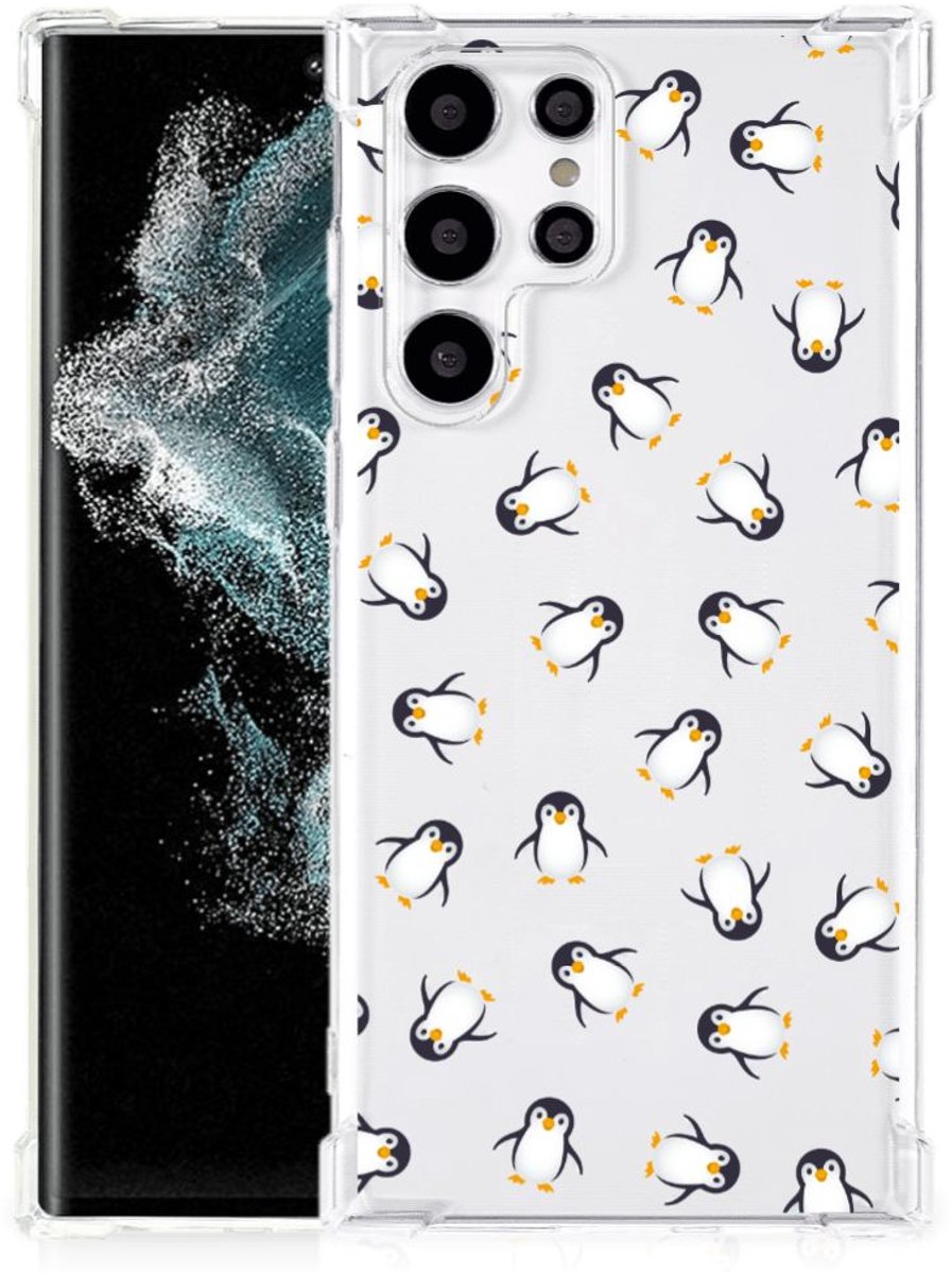 Doorzichtige Silicone Hoesje voor Samsung Galaxy S22 Ultra Pinguïn