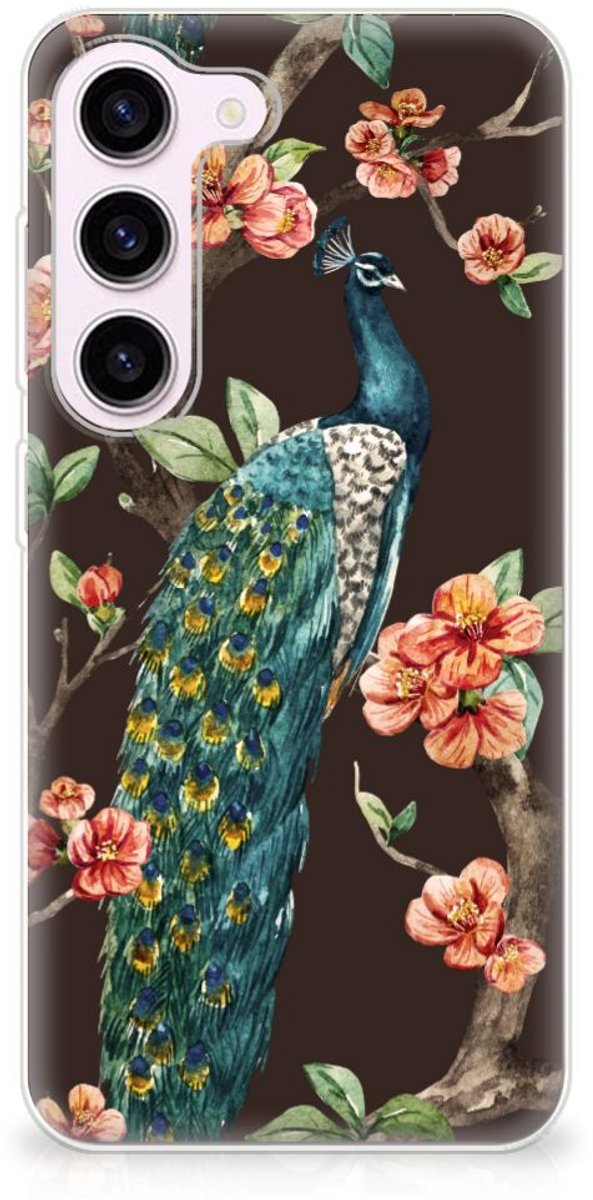 Samsung Galaxy S23 TPU Hoesje Pauw met Bloemen