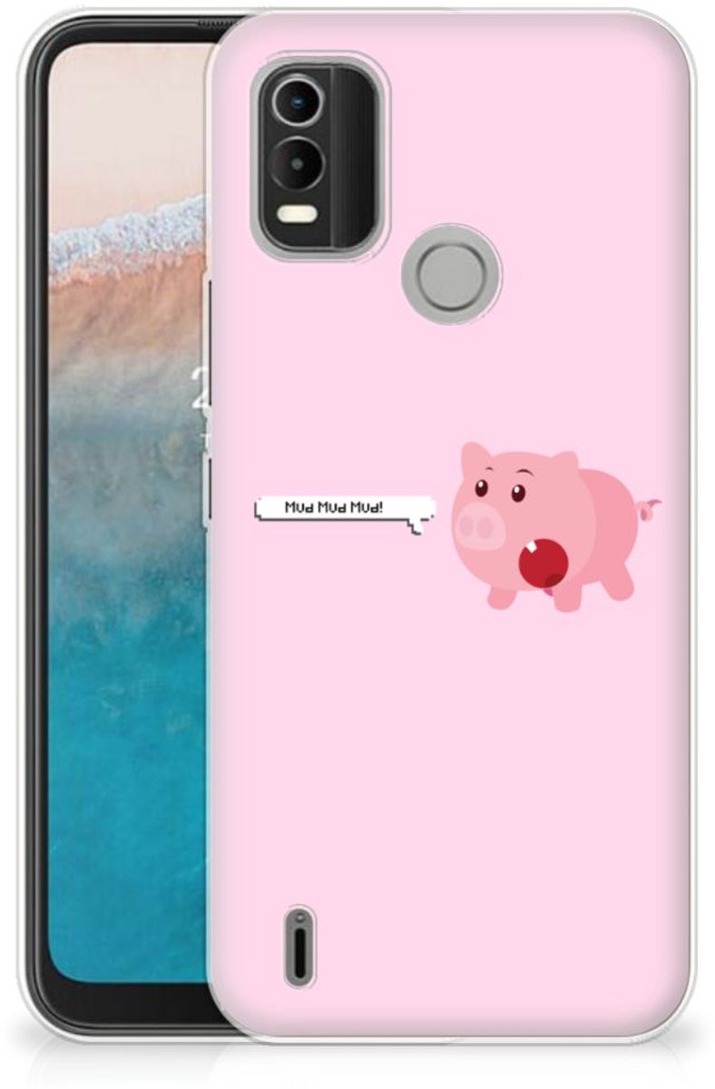 TPU Hoesje voor Nokia C21 Plus Telefoonhoesje met Naam Pig Mud