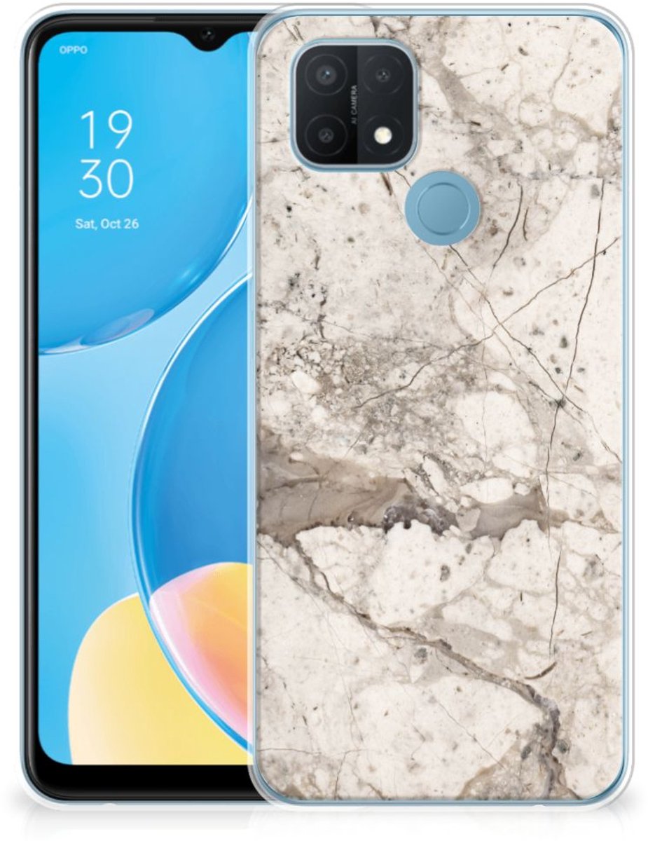 OPPO A15 TPU Siliconen Hoesje Marmer Beige