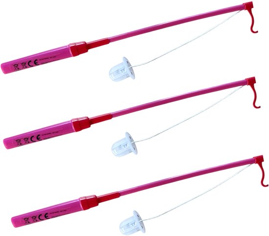 3 Lampionstokjes Met LED lichtje - incl. Batterij - Sint Maarten Lampion Stokjes - 40 cm - Roze